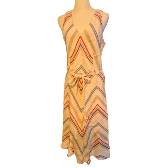 NWT Lands' End Chevron Linen Midi Sundress 10 - Picture 2 of 6